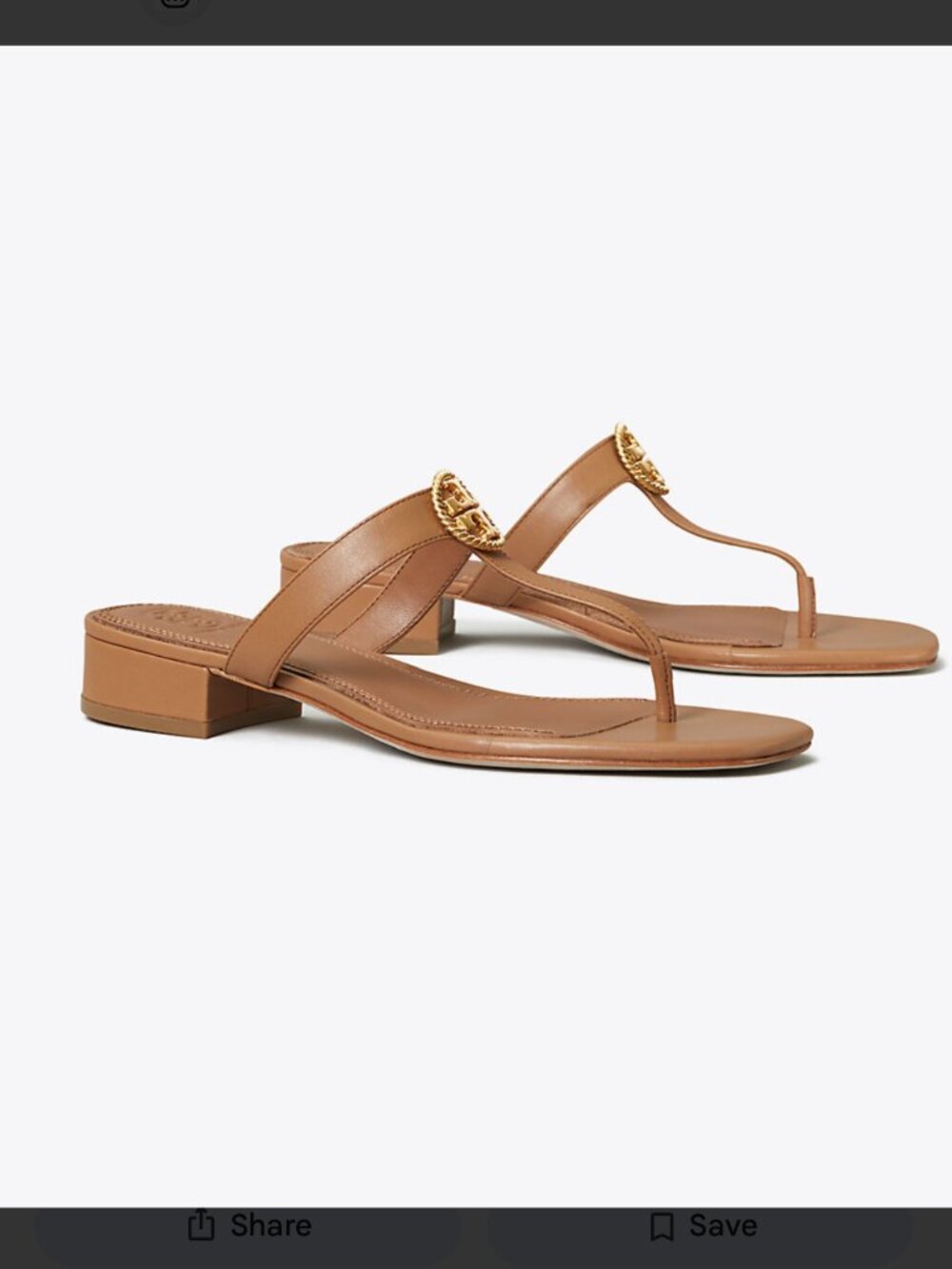 Tory Burch Braided Benton Royal Tan Leather Thong Sandal Size: 5.5